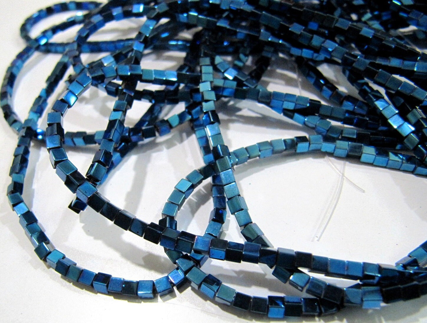 AAA Quality Royal Blue Color Hematite Cube Beads  Box Shape Hematite Beads 2mm Size Strand 15-16 inch long Wholesale Prices