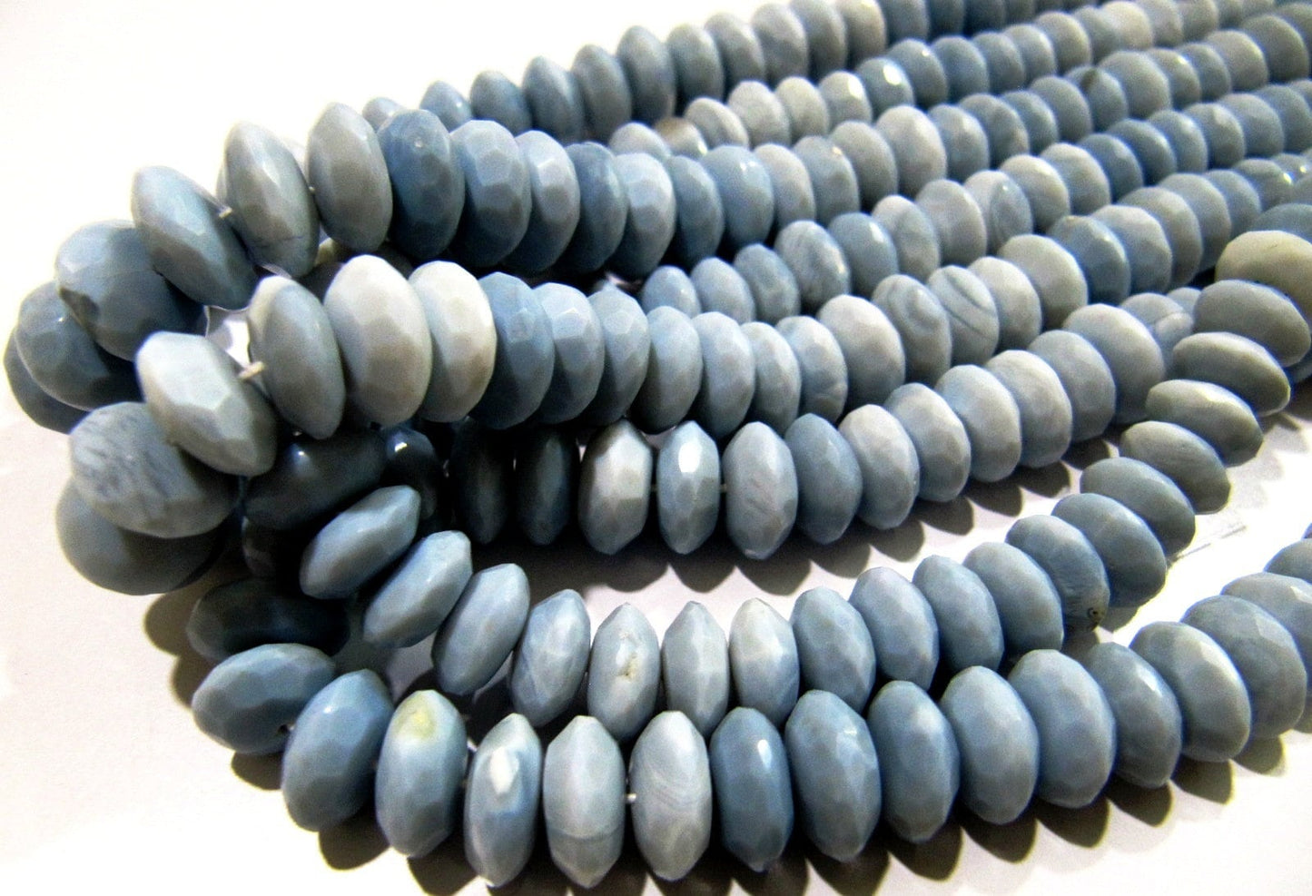 Natural Blue Opal Gemstone German Cut Rondelle Faceted Beads Size 10-11mm Untreated Opal Beads Strand 8 inches Graduated Beads Wholesale