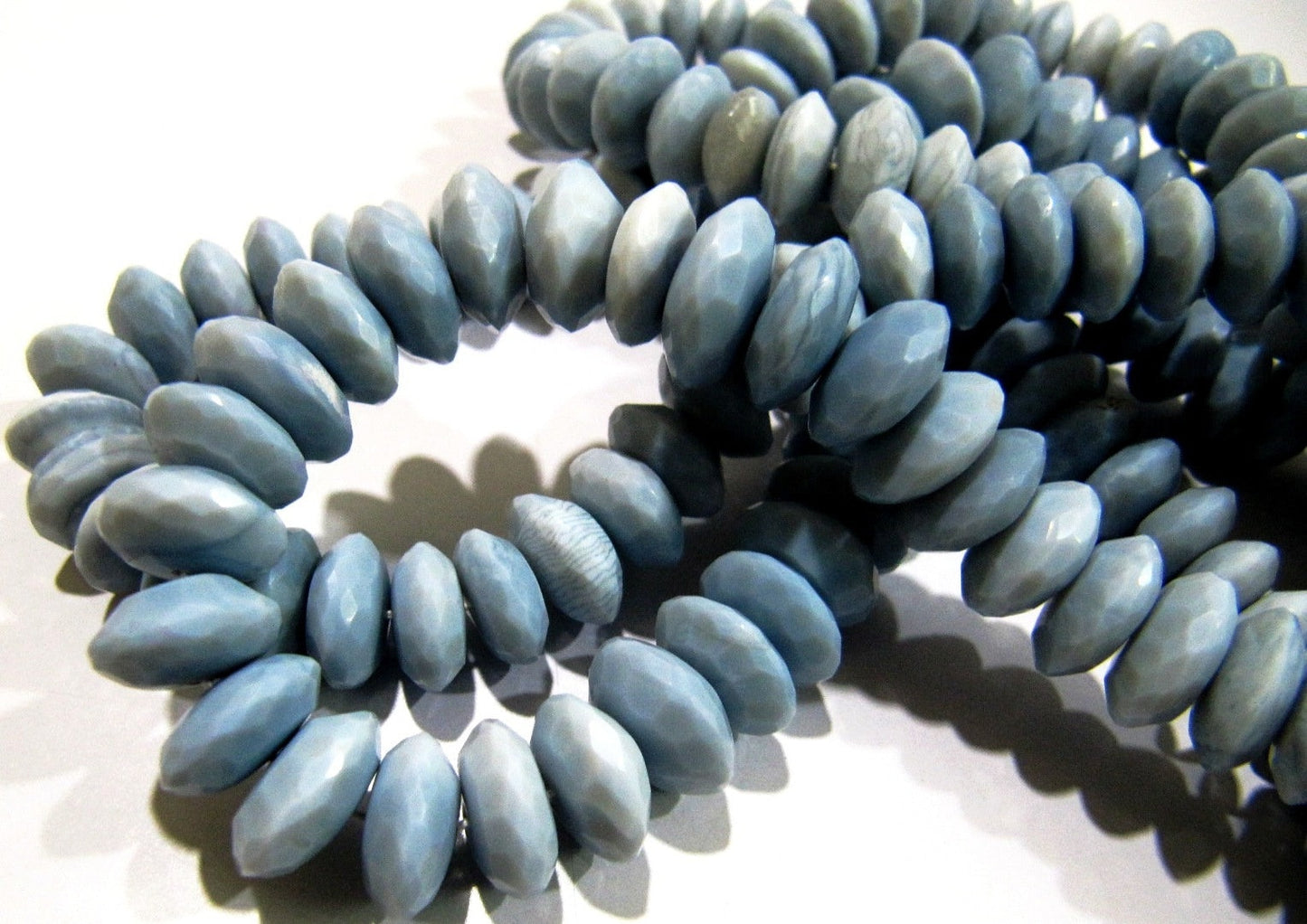 Natural Blue Opal Gemstone German Cut Rondelle Faceted Beads Size 10-11mm Untreated Opal Beads Strand 8 inches Graduated Beads Wholesale