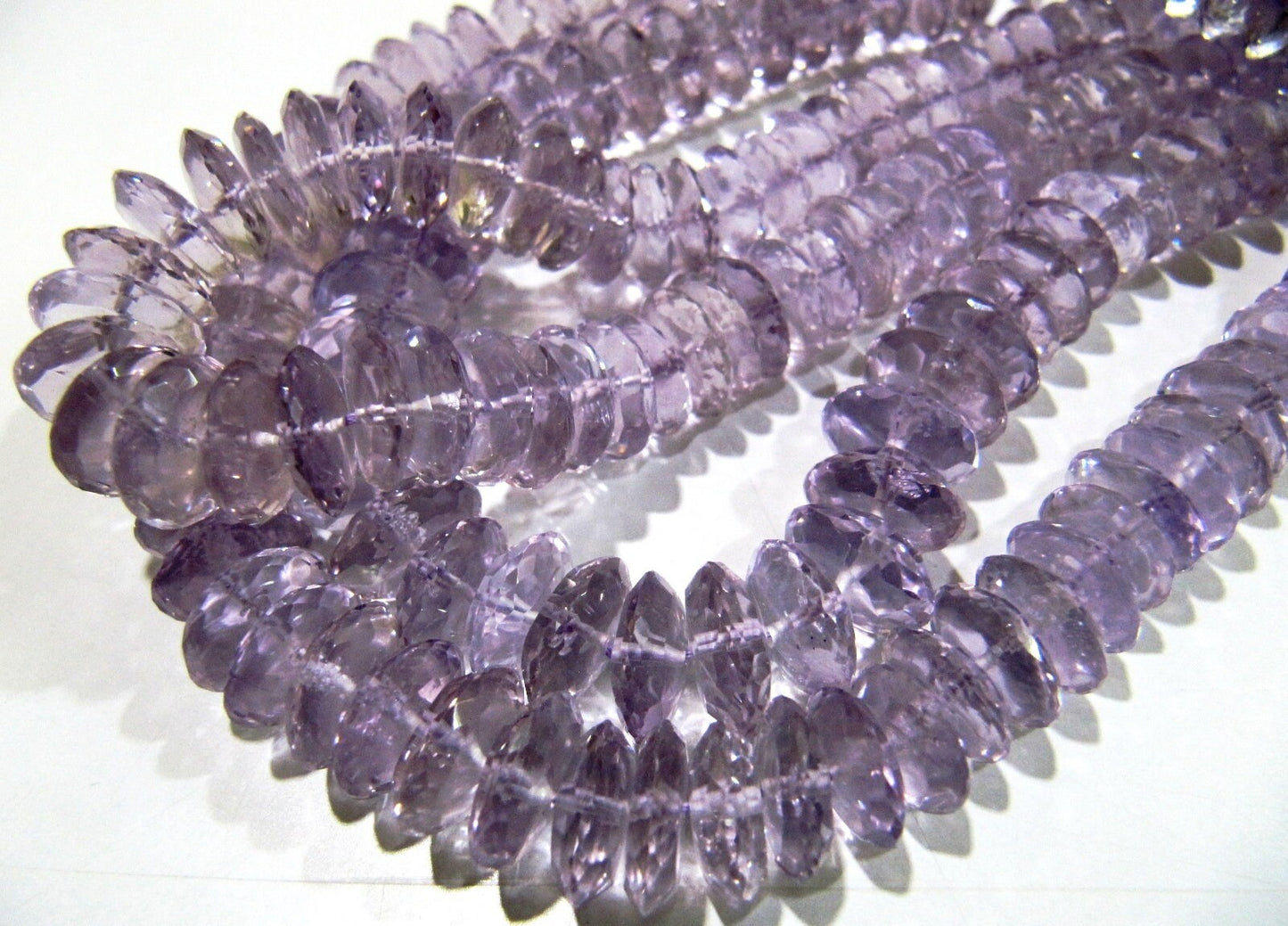 Natural Genuine Pink Amethyst Faceted Gemstone Beads German Cut Rondelle Shape Beads 8-12 mm Strand 8 inches long Graduated Beads