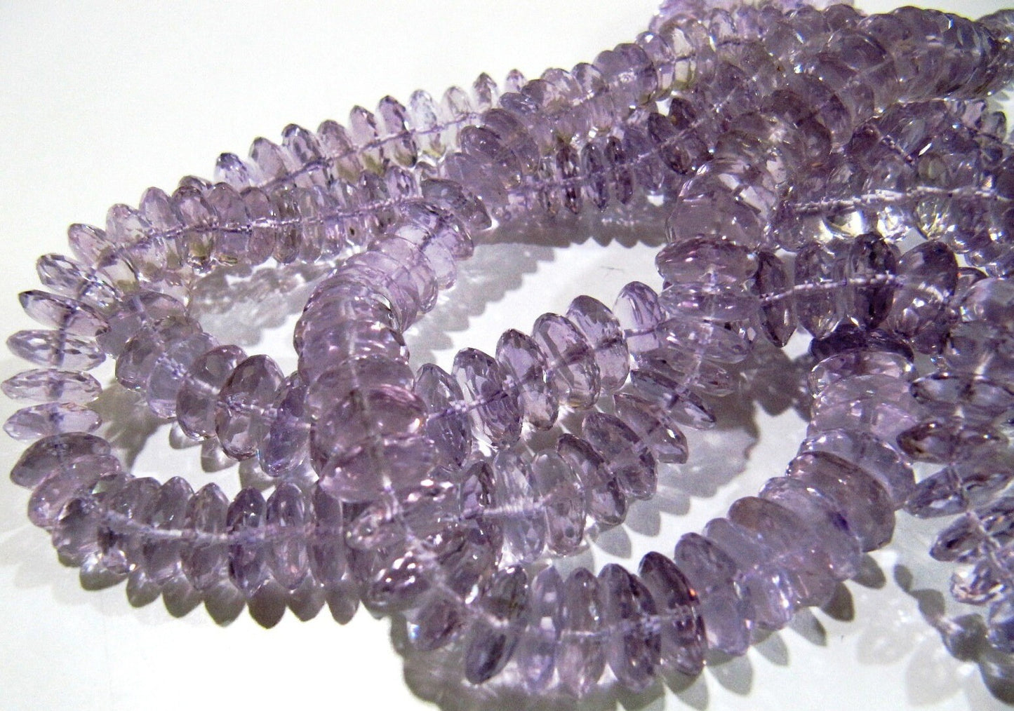 Natural Genuine Pink Amethyst Faceted Gemstone Beads German Cut Rondelle Shape Beads 8-12 mm Strand 8 inches long Graduated Beads
