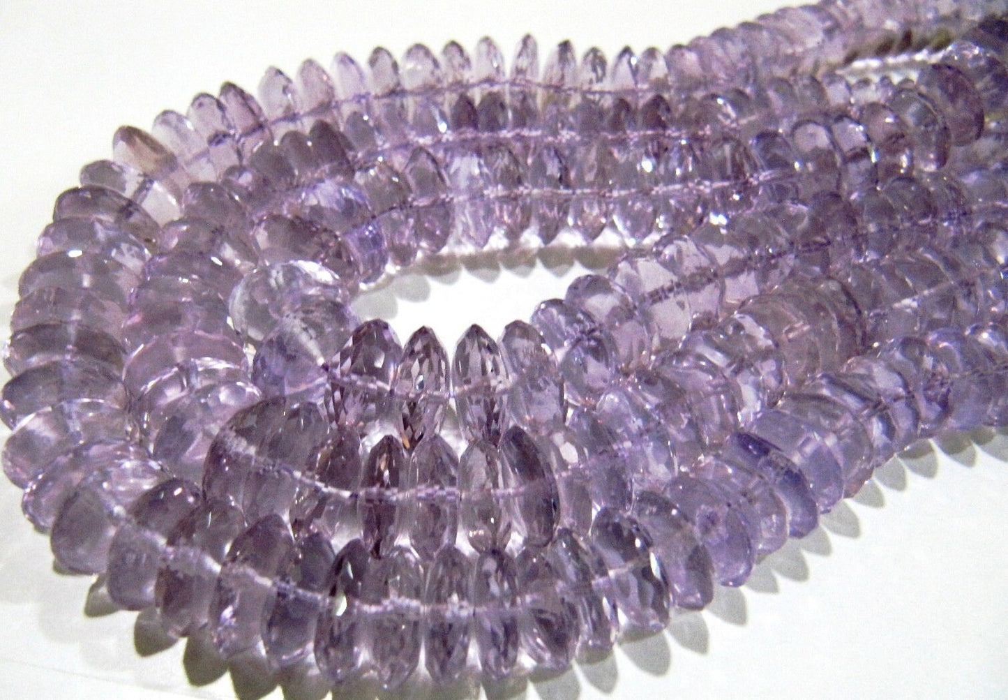 Natural Genuine Pink Amethyst Faceted Gemstone Beads German Cut Rondelle Shape Beads 8-12 mm Strand 8 inches long Graduated Beads