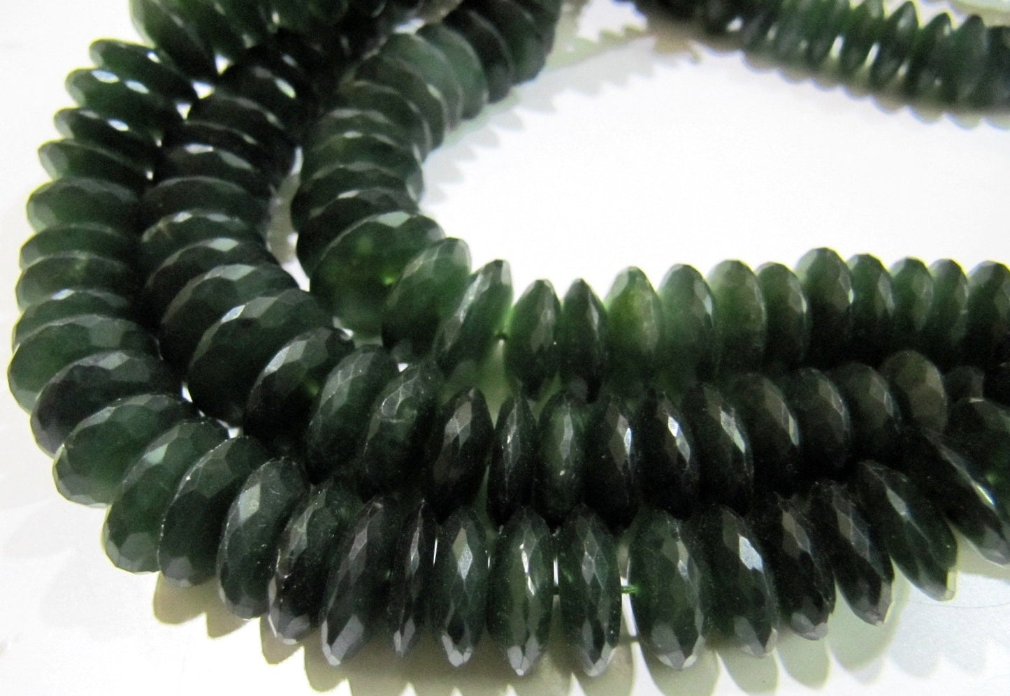 Natural Serpentine German Cut Rondelle Faceted Beads 9 to 12 mm Strand 8 inches Long  Best Quality Graduated Beads Wholesale Price