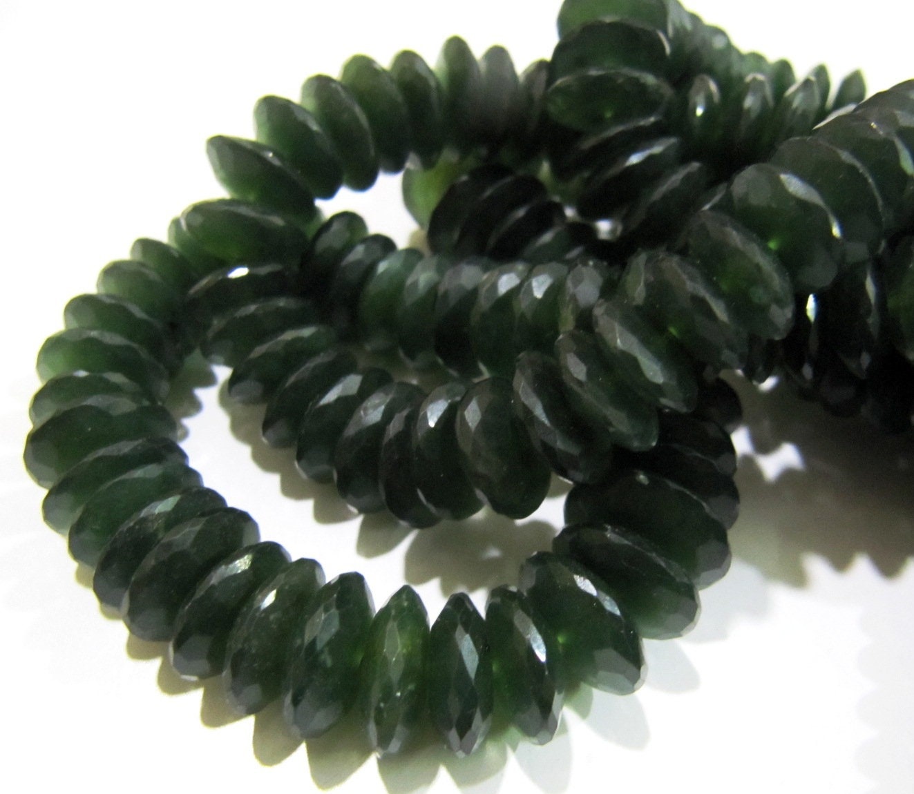 Natural Serpentine German Cut Rondelle Faceted Beads 9 to 12 mm Strand 8 inches Long  Best Quality Graduated Beads Wholesale Price