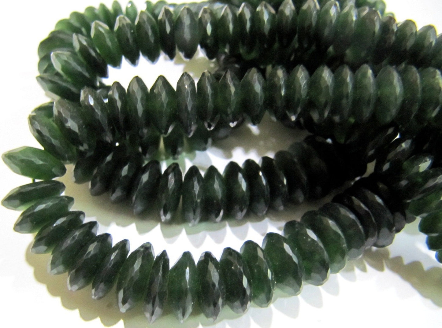 Natural Serpentine German Cut Rondelle Faceted Beads 9 to 12 mm Strand 8 inches Long  Best Quality Graduated Beads Wholesale Price