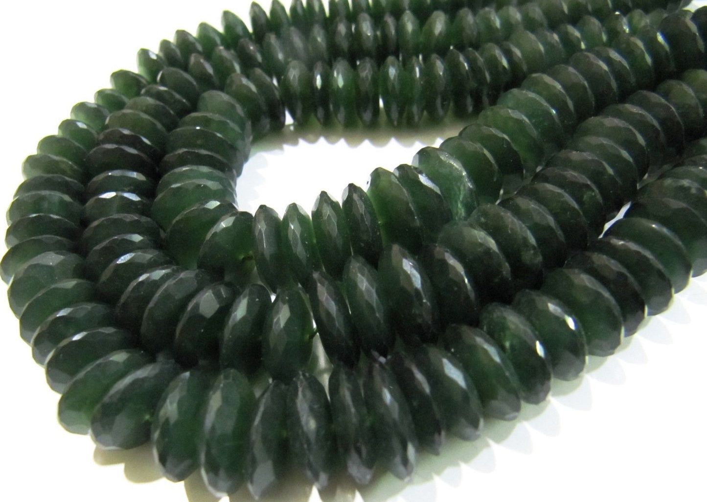 Natural Serpentine German Cut Rondelle Faceted Beads 9 to 12 mm Strand 8 inches Long  Best Quality Graduated Beads Wholesale Price
