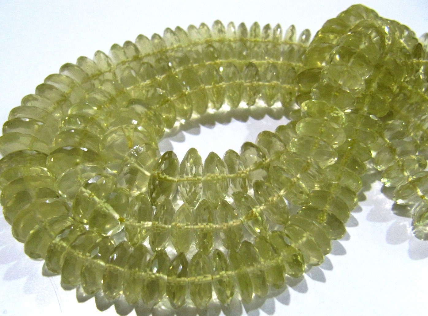 Natural Lemon Quartz Faceted Gemstone Beads German Cut Rondelle Shape Beads 6-11 mm Strand 8 inches long Graduated Beads Wholesale Prices