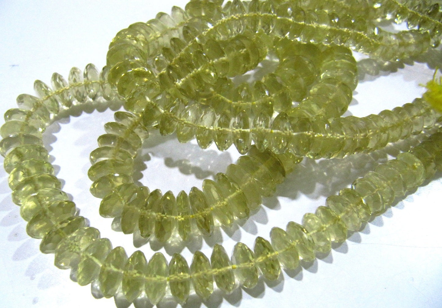 Natural Lemon Quartz Faceted Gemstone Beads German Cut Rondelle Shape Beads 6-11 mm Strand 8 inches long Graduated Beads Wholesale Prices