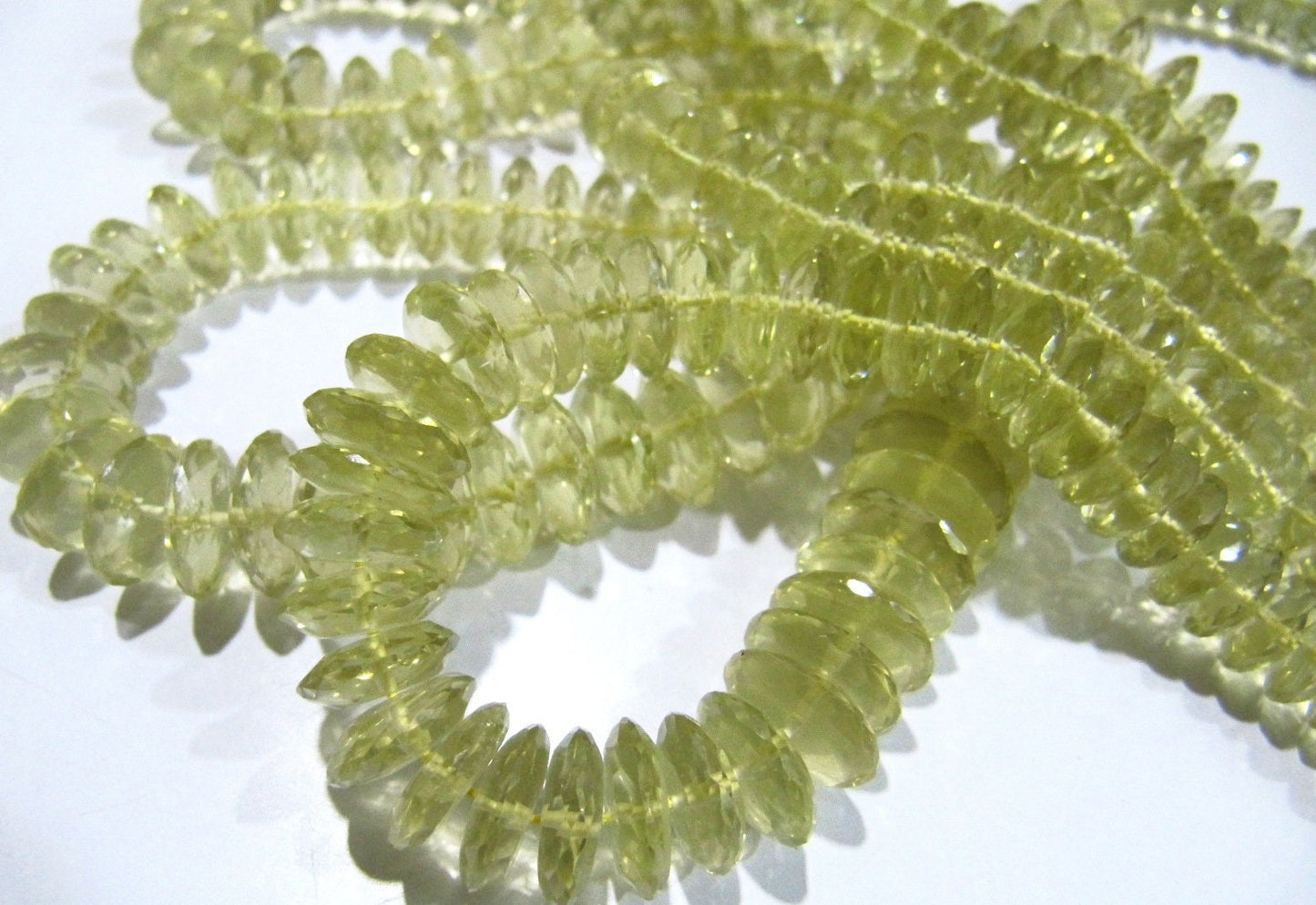 Natural Lemon Quartz Faceted Gemstone Beads German Cut Rondelle Shape Beads 6-11 mm Strand 8 inches long Graduated Beads Wholesale Prices