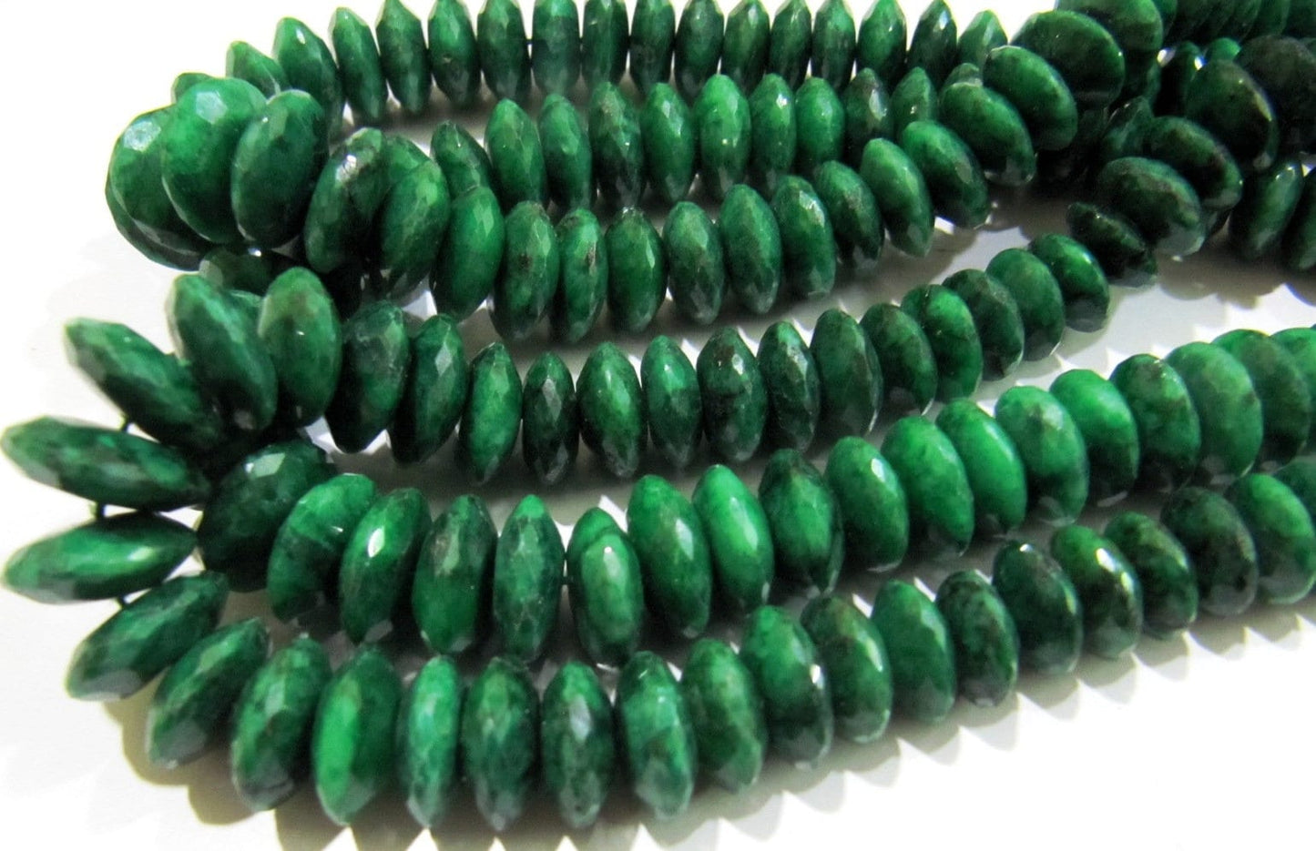 Natural Emerald German Cut Rondelle Faceted Beads 8to12 mm Strand 4 inches Long  Best Quality Precious Beads Graduated Beads Wholesale Price