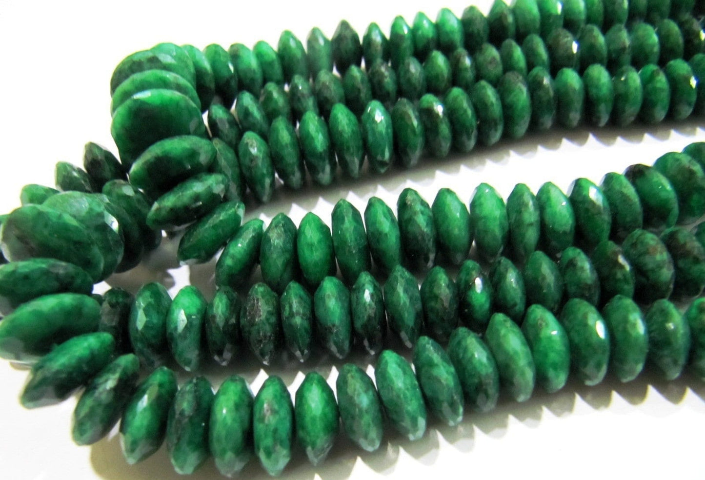 Natural Emerald German Cut Rondelle Faceted Beads 8to12 mm Strand 4 inches Long  Best Quality Precious Beads Graduated Beads Wholesale Price