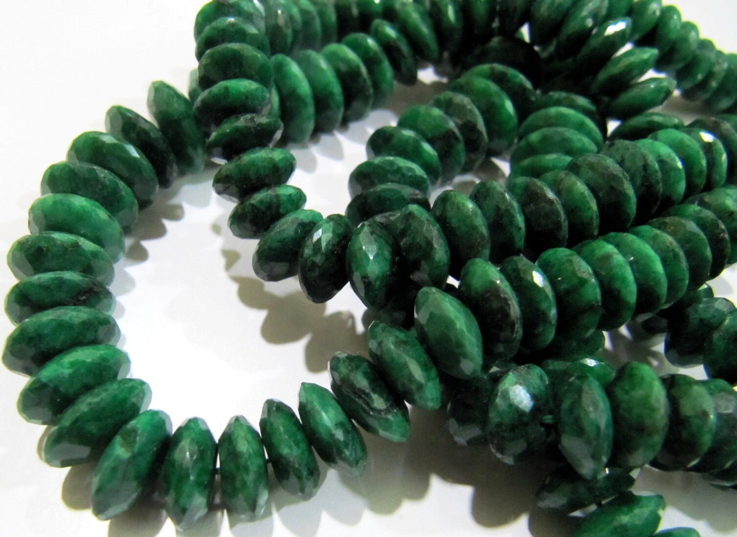 Natural Emerald German Cut Rondelle Faceted Beads 8to12 mm Strand 4 inches Long  Best Quality Precious Beads Graduated Beads Wholesale Price