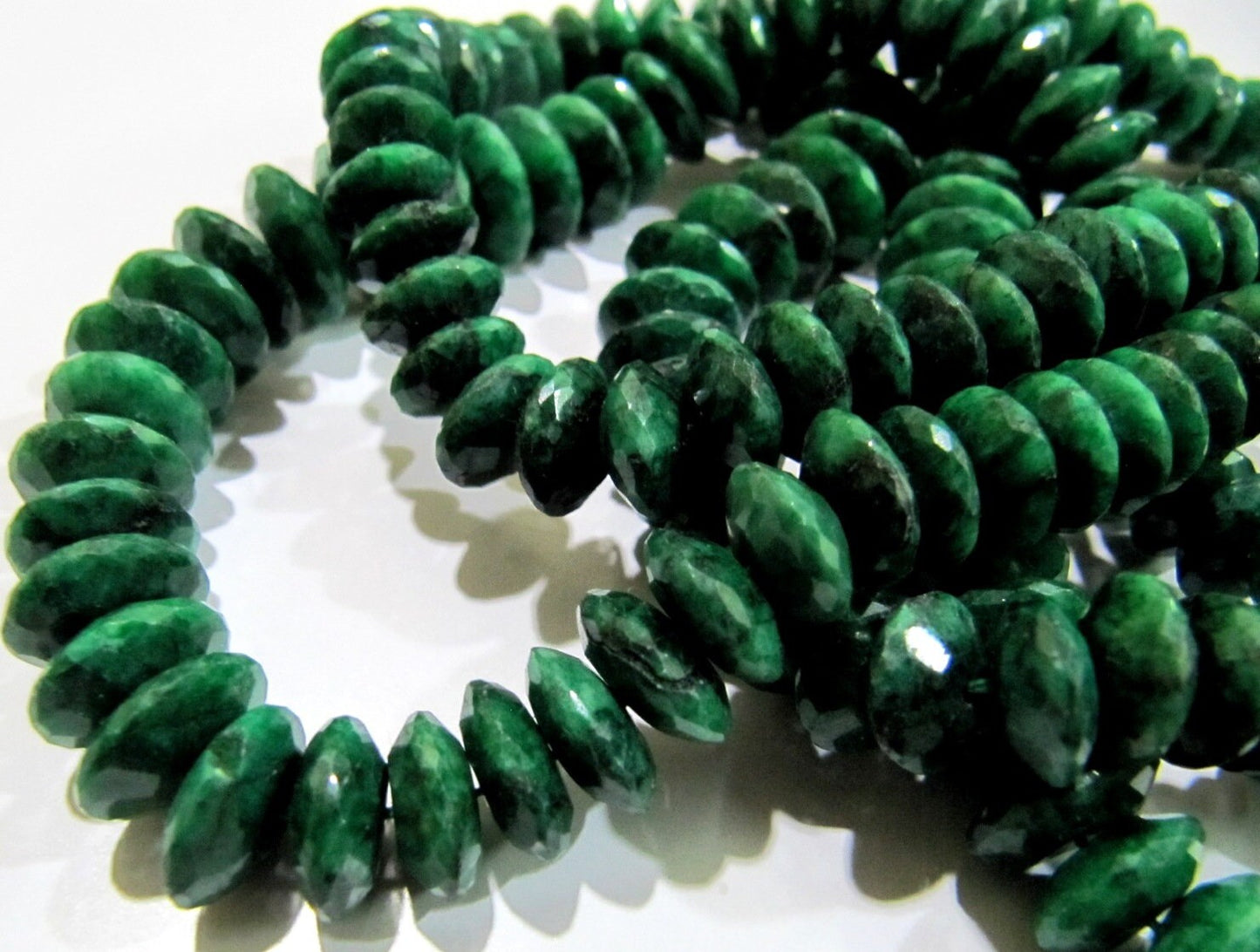 Natural Emerald German Cut Rondelle Faceted Beads 8to12 mm Strand 4 inches Long  Best Quality Precious Beads Graduated Beads Wholesale Price