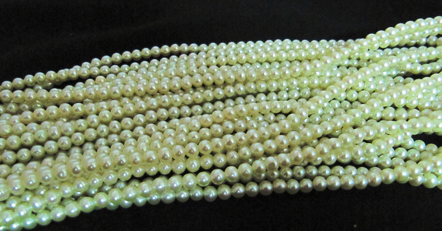 Natural Pearl Green Color Round Beads 4mm approx.16 inches Strand-Genuine Pearl Exclusive Quality  sold per Strand Wholesale Price