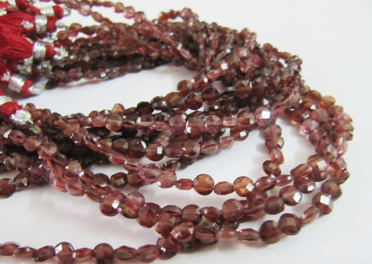 Natural Mozambique Garnet Faceted Coin Beads Size Exact 4.5mm, Micro Size Strand 8 Inch Long,approx.48 to 52 beads per string Wholesale Rate