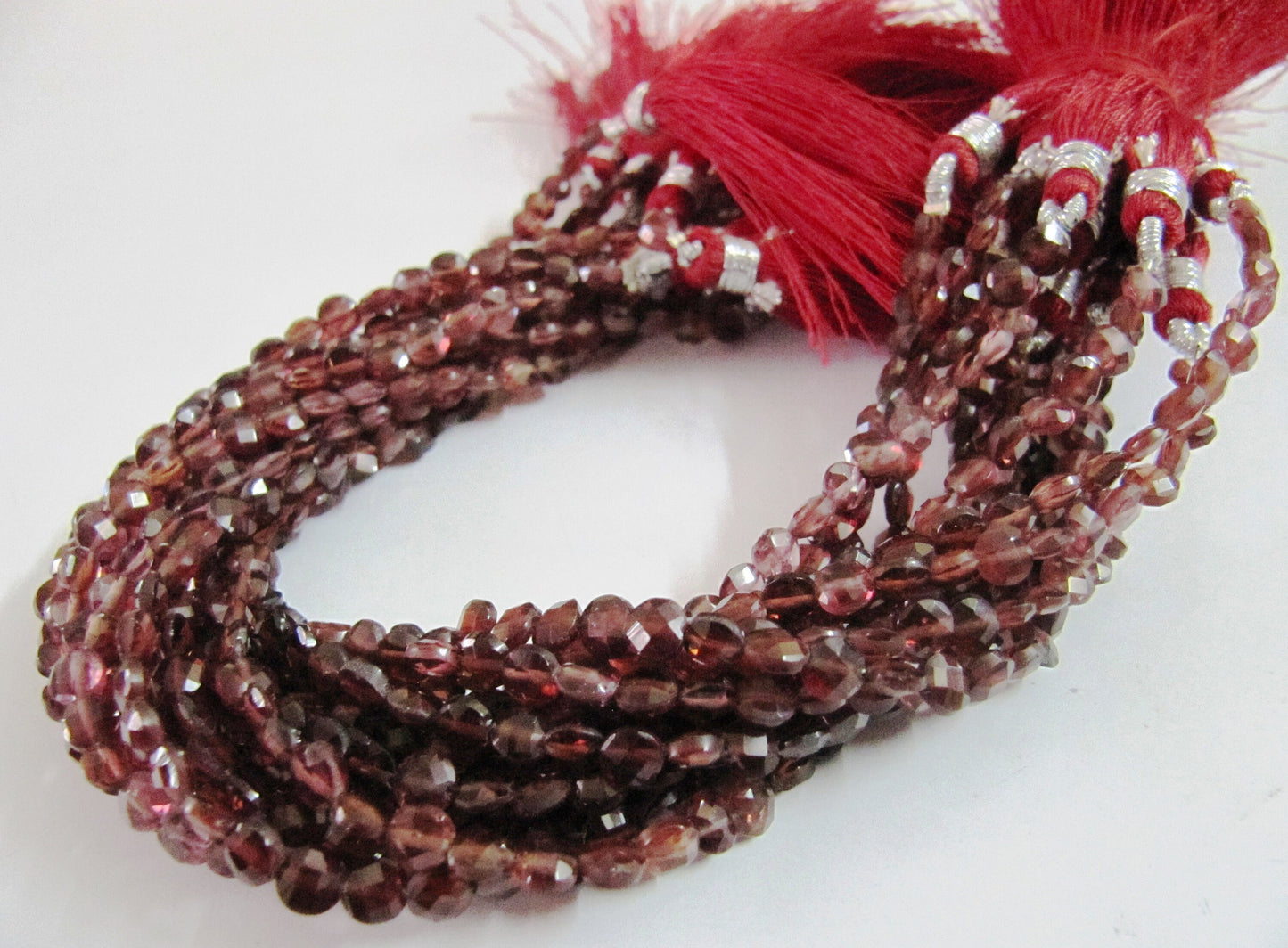 Natural Mozambique Garnet Faceted Coin Beads Size Exact 4.5mm, Micro Size Strand 8 Inch Long,approx.48 to 52 beads per string Wholesale Rate