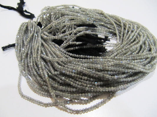 Natural Labradorite Rondelle Faceted 2-2.5mm Beads Blue Flashy Strands 13 inch Long Top Quality Black Rainbow Jewelry making Gemstone Beads