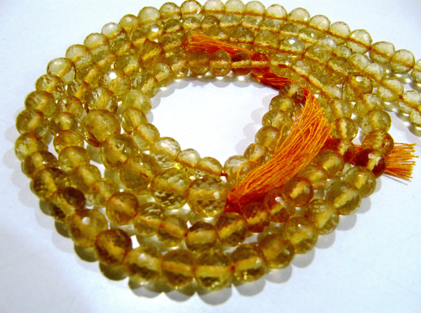 High Quality Genuine Citrine Faceted Round Beads / Natural Citrine Gemstone Beads Size 5-6mm Strand 13.5 inch long Micro Faceted Beads