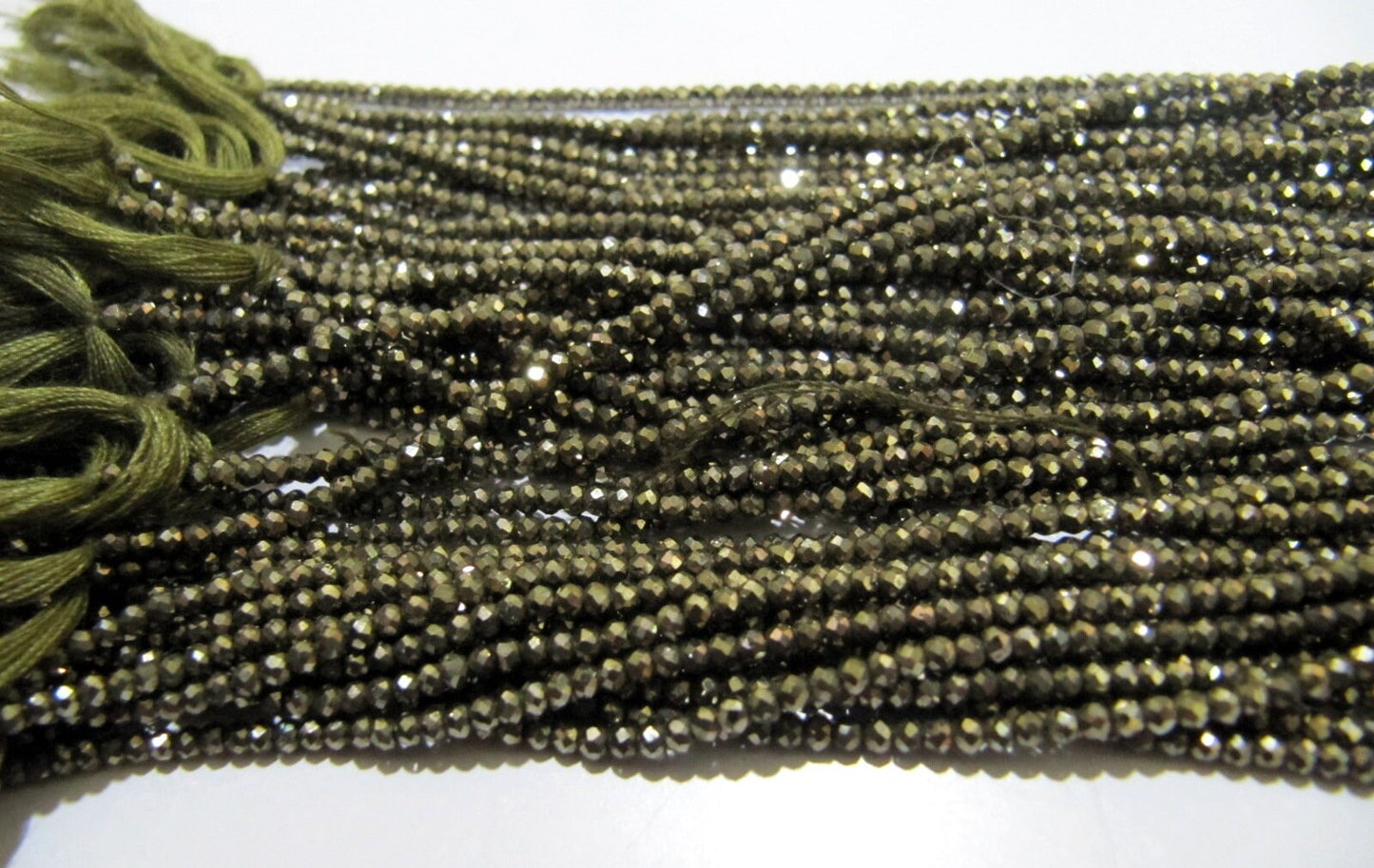 Natural Pyrite Rondelle Faceted Beads 2mm Genuine Pyrite Tiny Beads Strand 13 inch long Best Quality Wholesale Price Jewelry making beads
