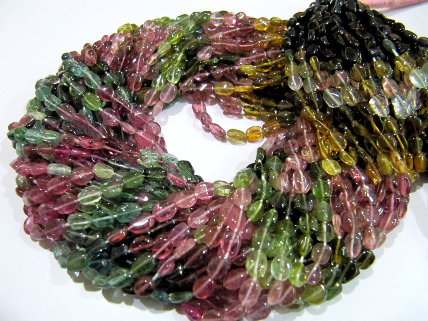 Natural Multi Tourmaline Beads Oval Smooth Beads 5x7 mm Sold per Strand of 13 Inches Long Watermelon Tourmaline Beads Wholesale Price