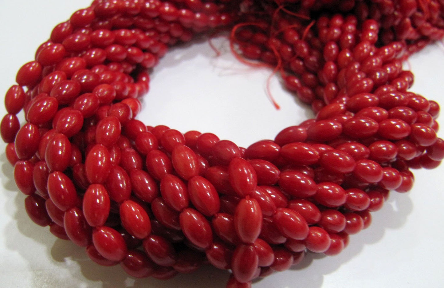 Beautiful Red Coral Barrel Drum Shape 5x8mm Beads Strand 16 Inches Long Jewelry Making Beads Sold Per Strand Wholesale Prices