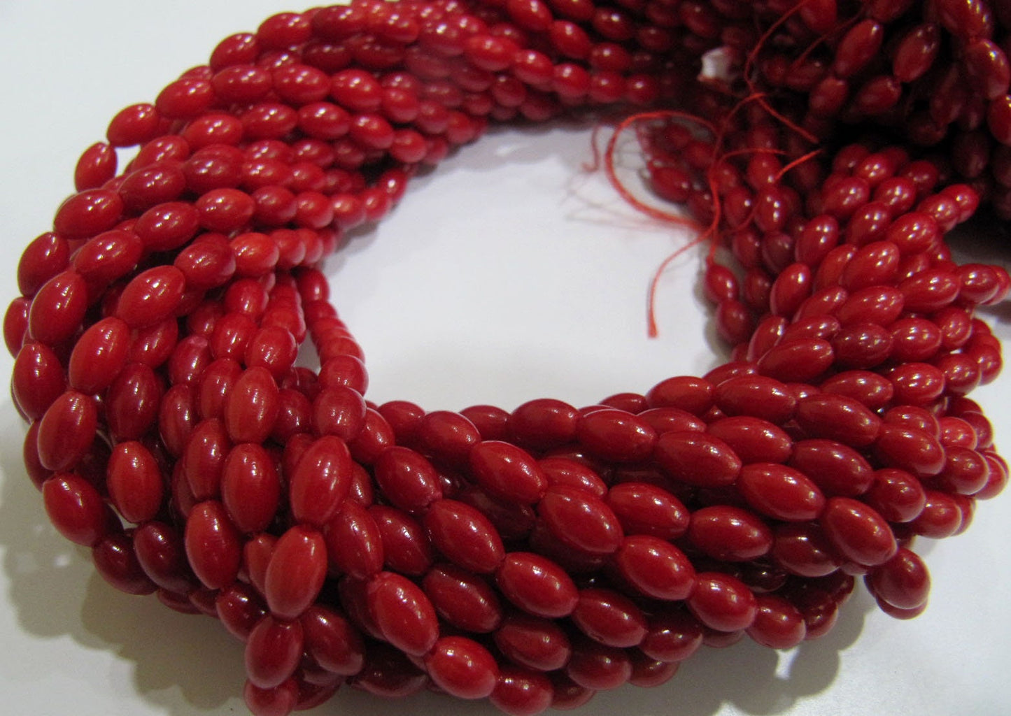 Beautiful Red Coral Barrel Drum Shape 5x8mm Beads Strand 16 Inches Long Jewelry Making Beads Sold Per Strand Wholesale Prices