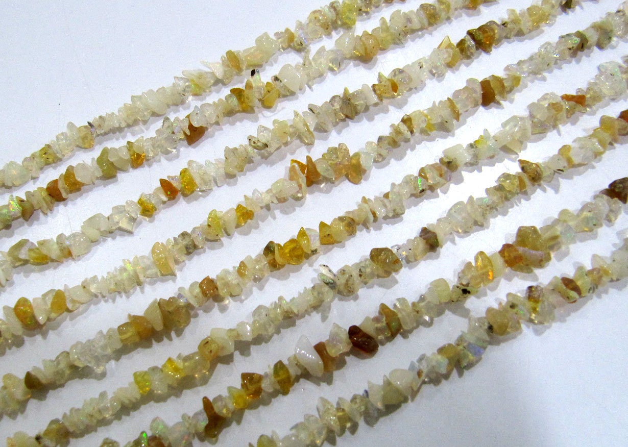 Natural Ethiopian Opal Irregular Chip Gravel Uncut Nugget 4mm To 5mm Jewelry Making Beads Strand 15 Inches Long Sold Per Strand