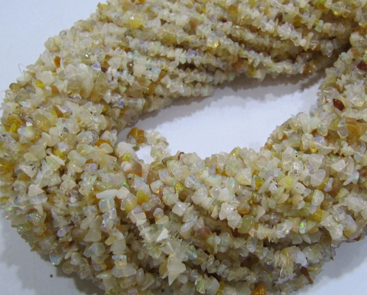 Natural Ethiopian Opal Irregular Chip Gravel Uncut Nugget 4mm To 5mm Jewelry Making Beads Strand 15 Inches Long Sold Per Strand