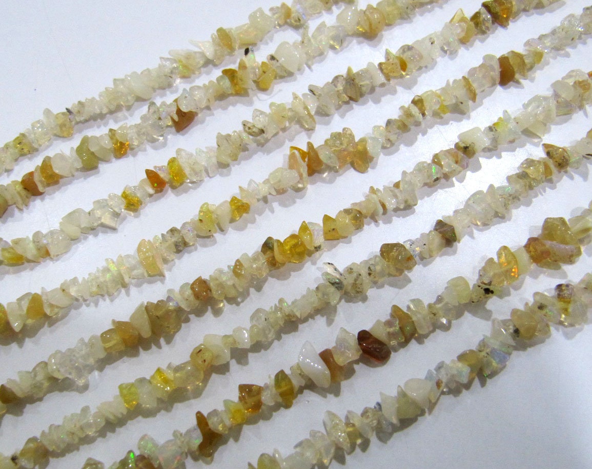 Natural Ethiopian Opal Irregular Chip Gravel Uncut Nugget 4mm To 5mm Jewelry Making Beads Strand 15 Inches Long Sold Per Strand