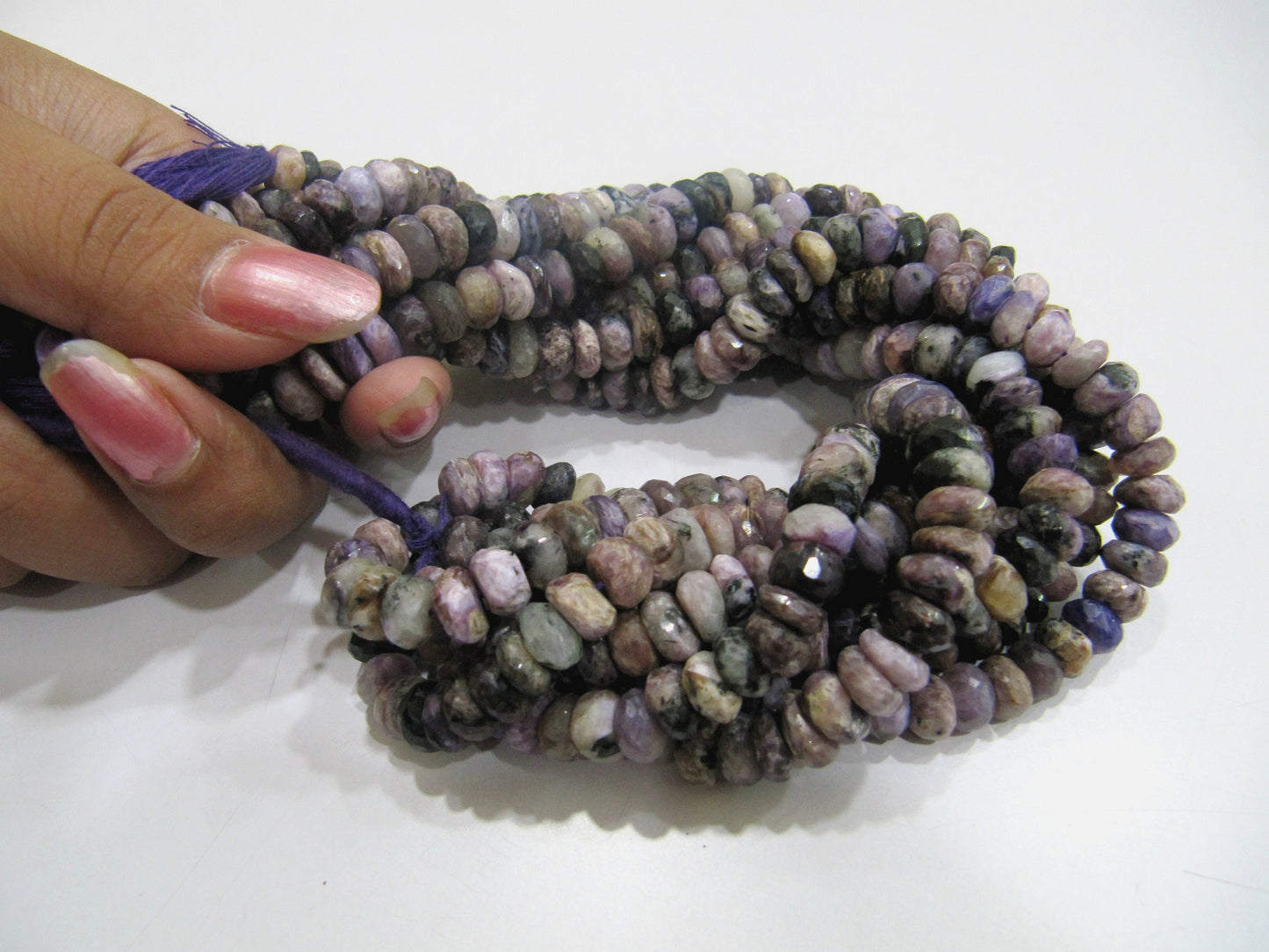 AAA Graded Natural Charoite Beads, Rondelle faceted, size 7-8mm available, Sold per String 10 inches Long, Healing Purple Gemstone Beads