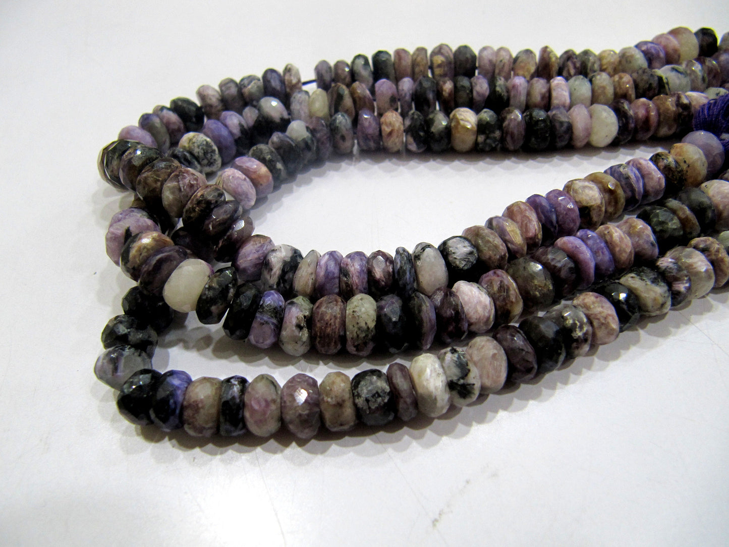 AAA Graded Natural Charoite Beads, Rondelle faceted, size 7-8mm available, Sold per String 10 inches Long, Healing Purple Gemstone Beads