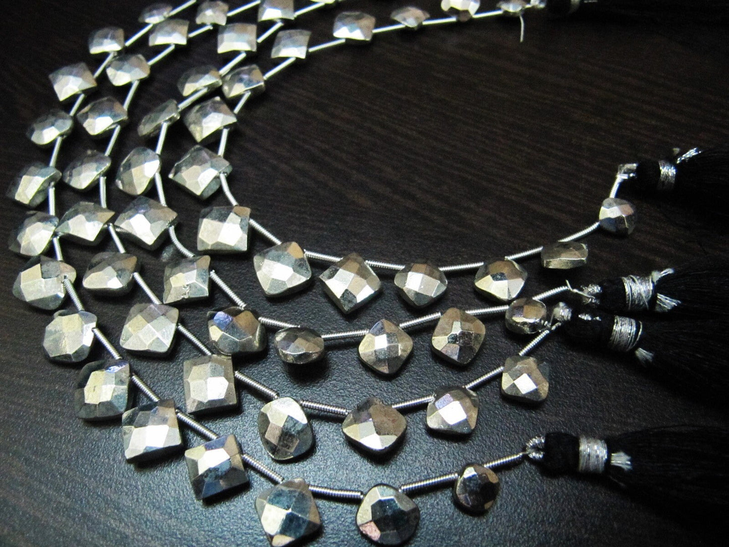Natural Silver Pyrite Cushion Shape Briolette Faceted Beads 6 To 9mm Top Quality Gemstone Beads Strand 8 inch Long Jewelry making beads