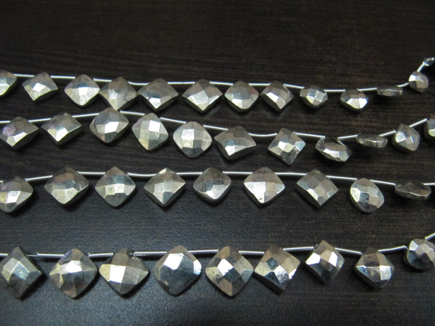 Natural Silver Pyrite Cushion Shape Briolette Faceted Beads 6 To 9mm Top Quality Gemstone Beads Strand 8 inch Long Jewelry making beads