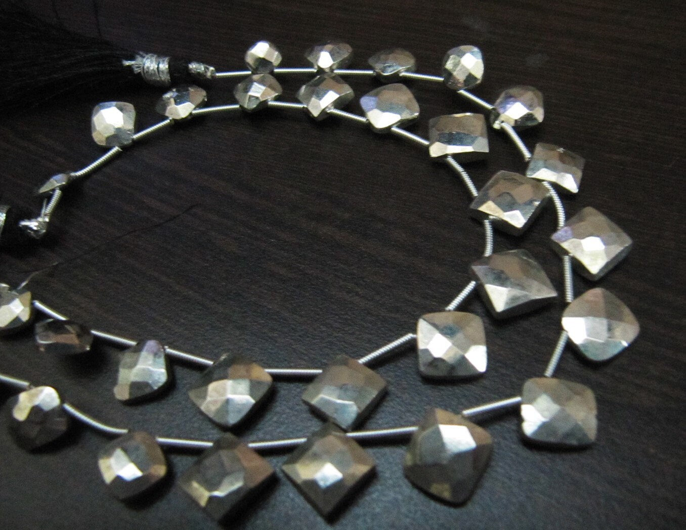 Natural Silver Pyrite Cushion Shape Briolette Faceted Beads 6 To 9mm Top Quality Gemstone Beads Strand 8 inch Long Jewelry making beads