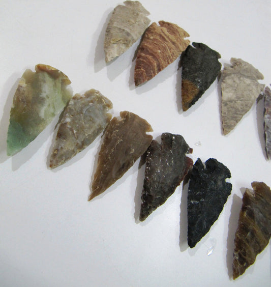 5 Pcs Set Natural BIG Jasper Arrowheads bird Points 2to2.5 inches or jasper arrowheads arts crafts scout projects jewelry design