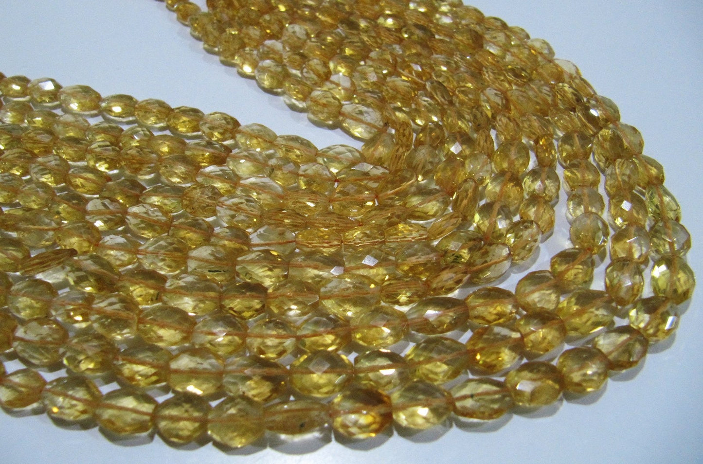 Natural Citrine Oval Faceted Beads  Genuine Citrin Briolette Beads Size 7x9mm to 9x12mm 8 inches Long sold per Strand in Wholesale Rates