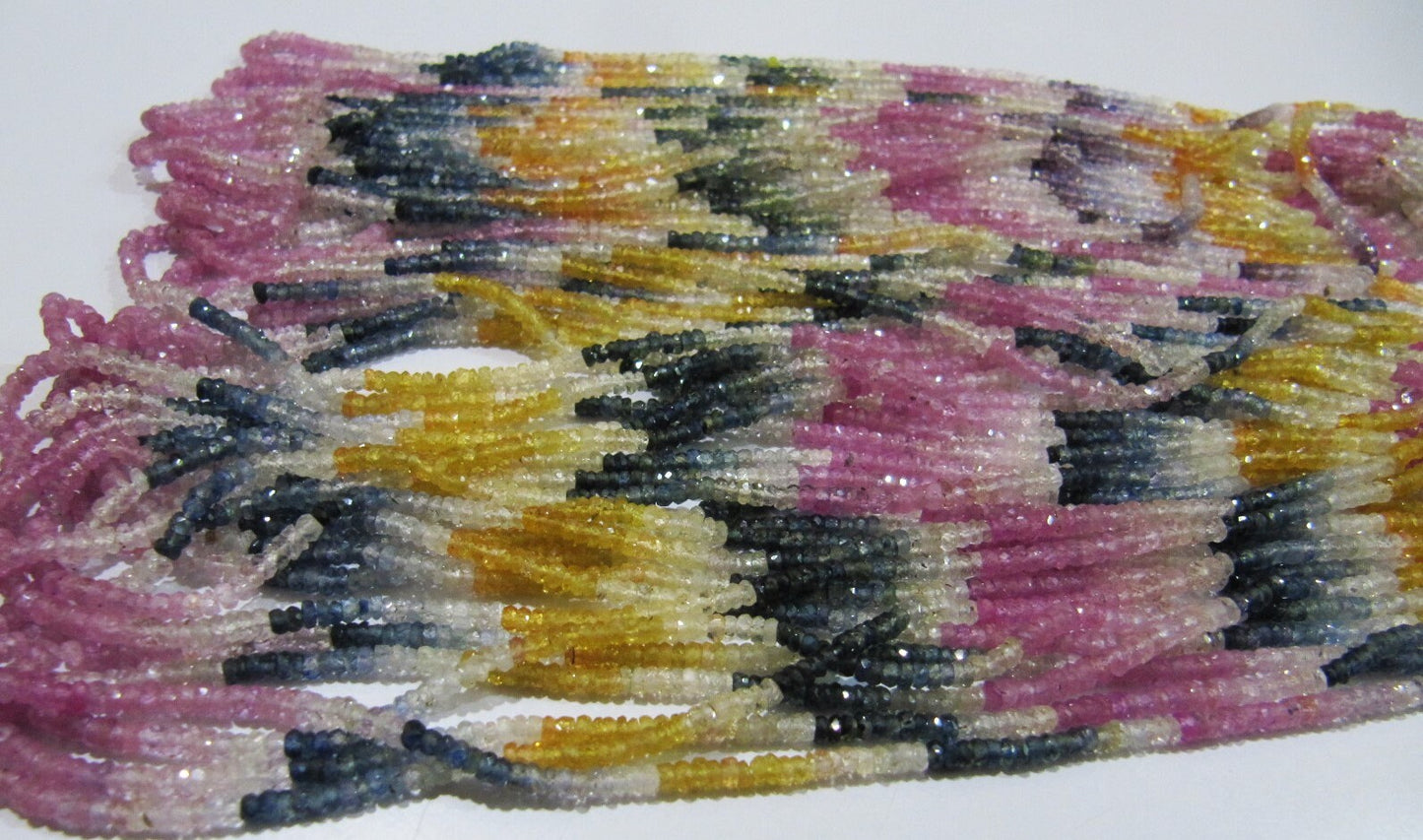 Natural Multi Sapphire Rondelle Faceted 3mm Beads Gemstone Multi Color Beads Sold per strand 8 inch long  Untreated Precious Gemstones