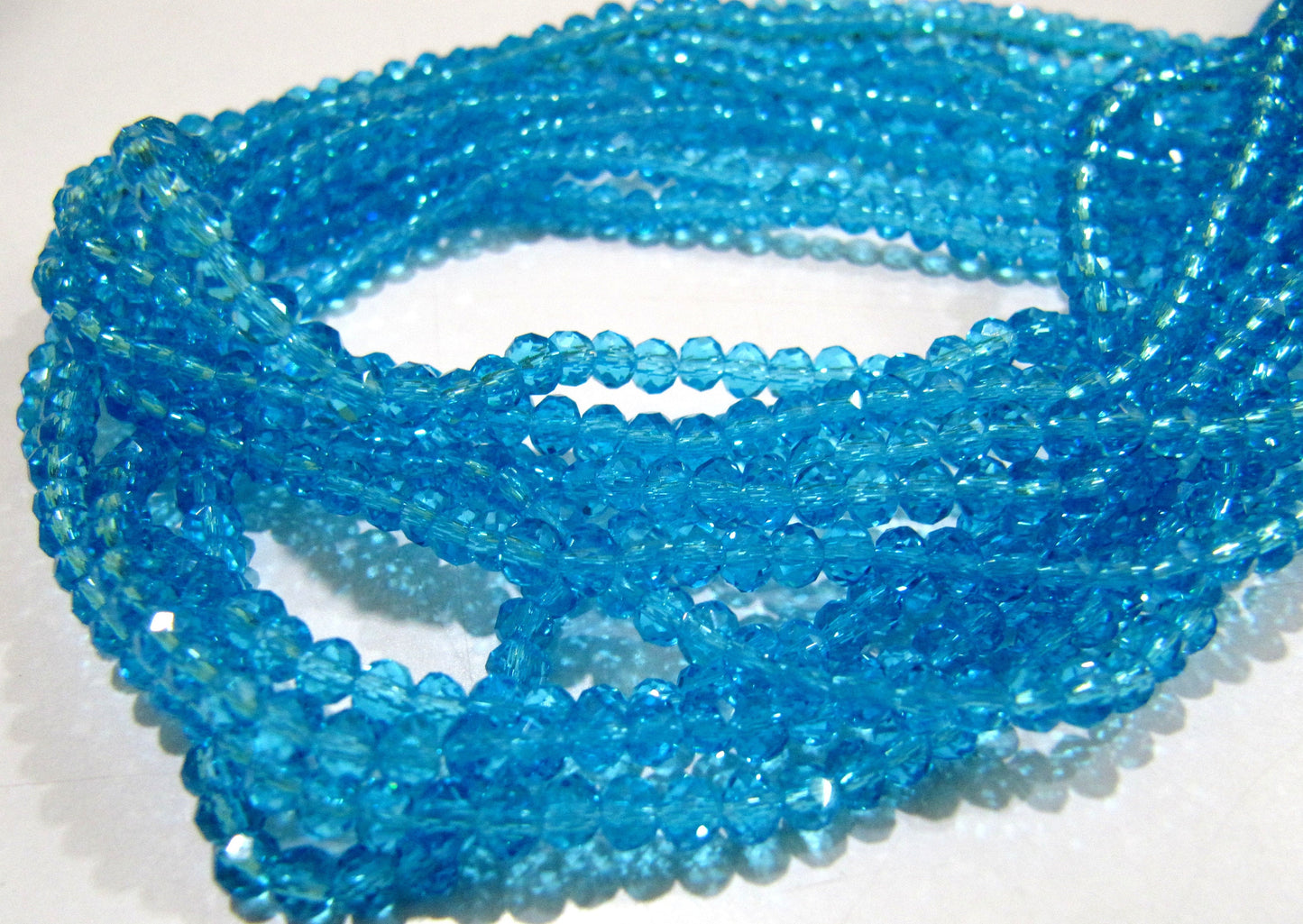 Sky Blue Topaz Beads / 3-4mm Size Rondelle Faceted Crystal Beads / 100 Beads approx per Strand / Sky Blue Hydro Quartz Beads