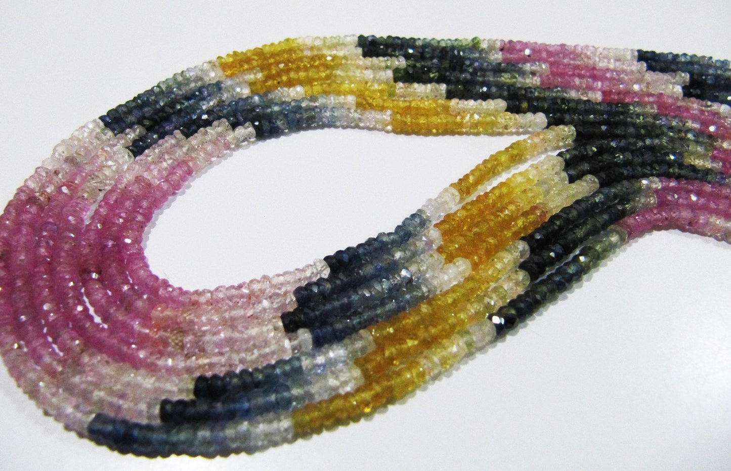 Natural Multi Sapphire Rondelle Faceted 3.5 To 4 mm Beads Gemstone AAA Quality Multi Color Beads  Precious Jewelry Making Beads