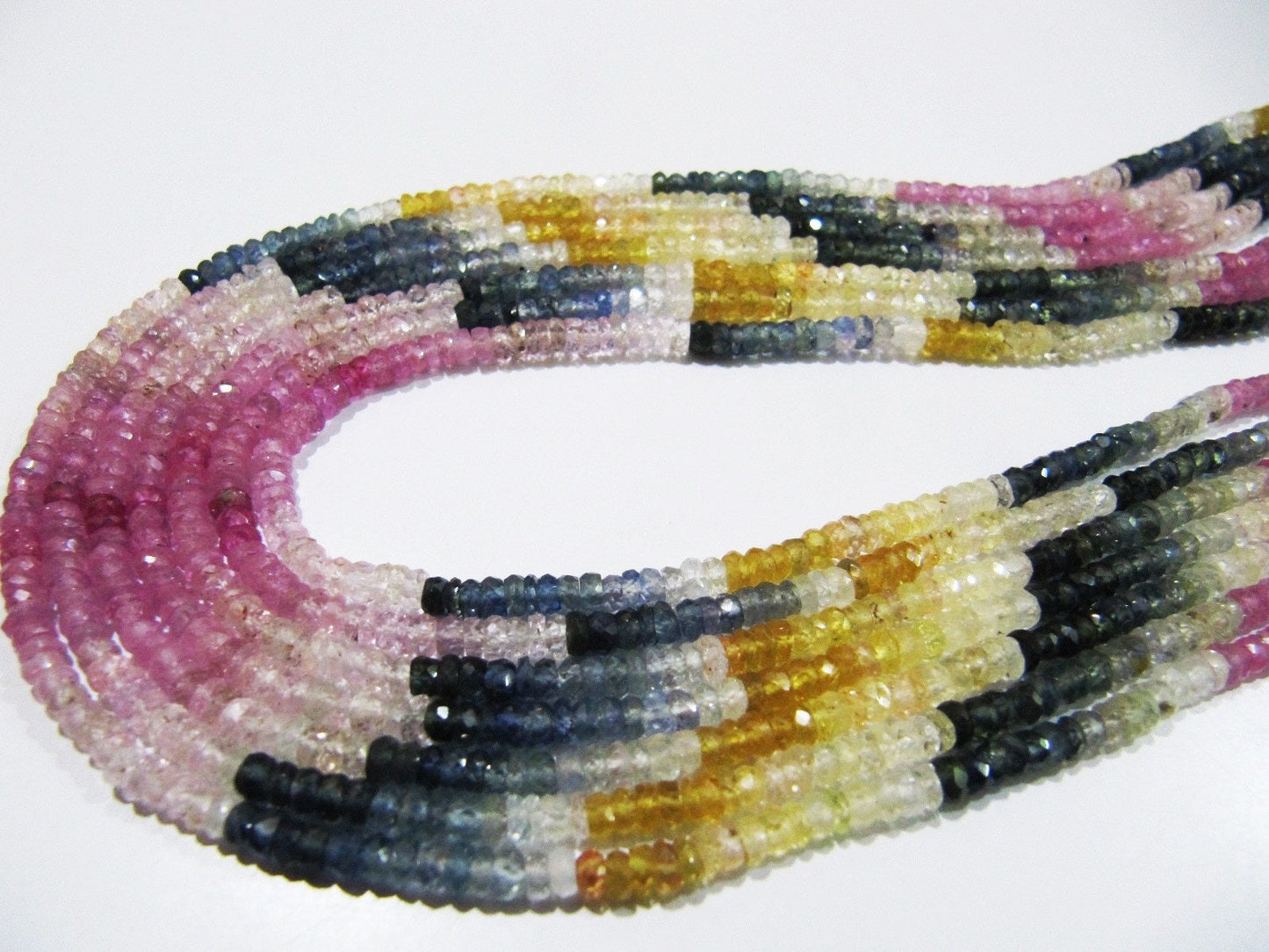 Natural Multi Sapphire Rondelle Faceted 3.5 To 4 mm Beads Gemstone AAA Quality Multi Color Beads  Precious Jewelry Making Beads