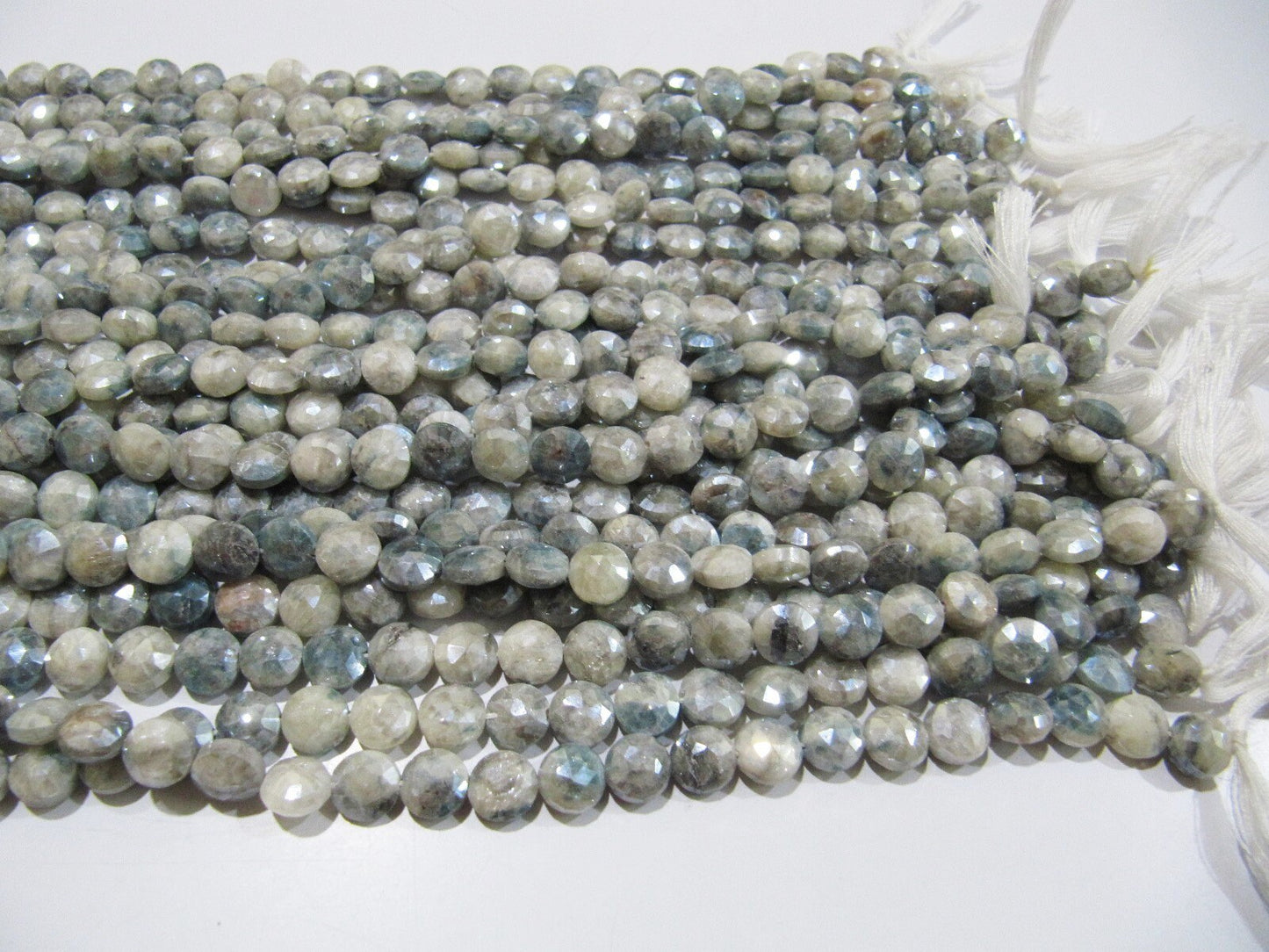 Best Quality Grey Silverite Gemstone Faceted Beads Round Coin Briolette 8mm Beads  Jewelry Making Beads Strand Size 15 Inches long