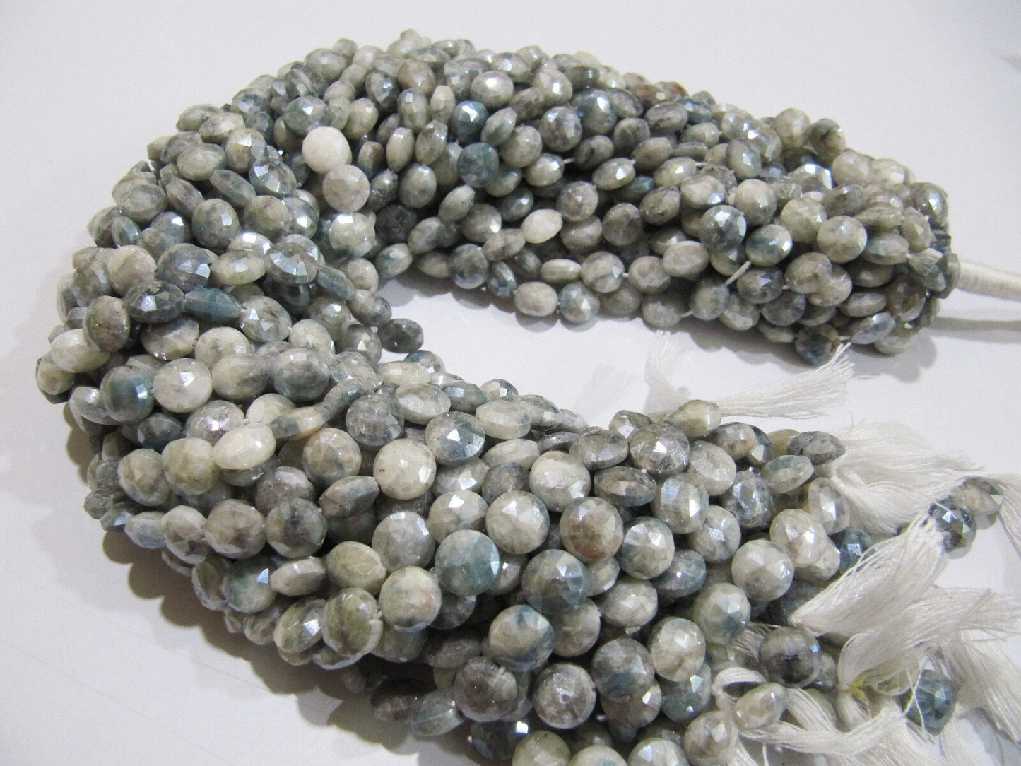 Best Quality Grey Silverite Gemstone Faceted Beads Round Coin Briolette 8mm Beads  Jewelry Making Beads Strand Size 15 Inches long