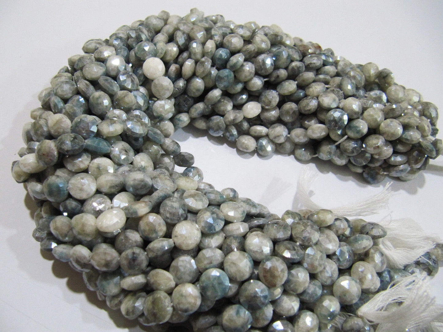 Best Quality Grey Silverite Gemstone Faceted Beads Round Coin Briolette 8mm Beads  Jewelry Making Beads Strand Size 15 Inches long