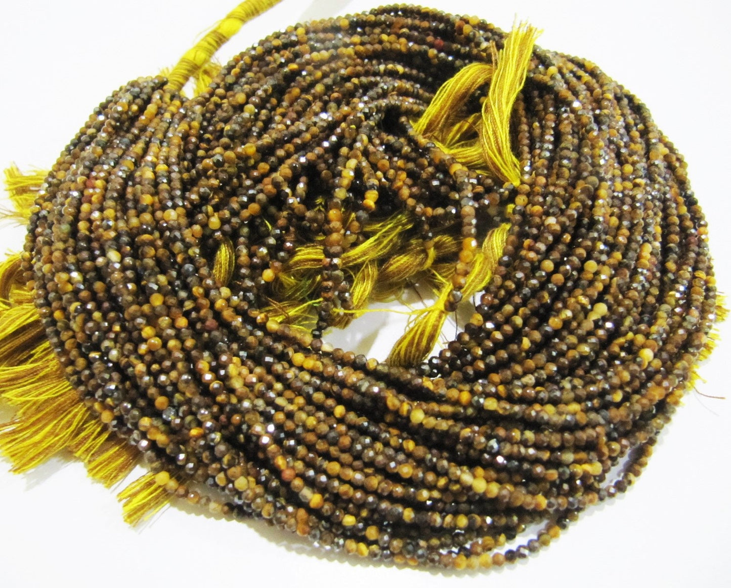 Natural Tiger Eye Rondelle Faceted Beads 2mm Brown Color Beads Sold per Strand 13 Inches long Top Quality Jewelry making Beads