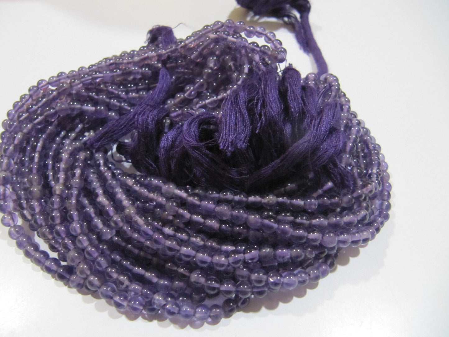 Natural Genuine Amethyst Beads Round Plain Smooth 4-5mm Beads Purple Color Beads For Jewelry Making Sold Per Strand 13 Inches Long
