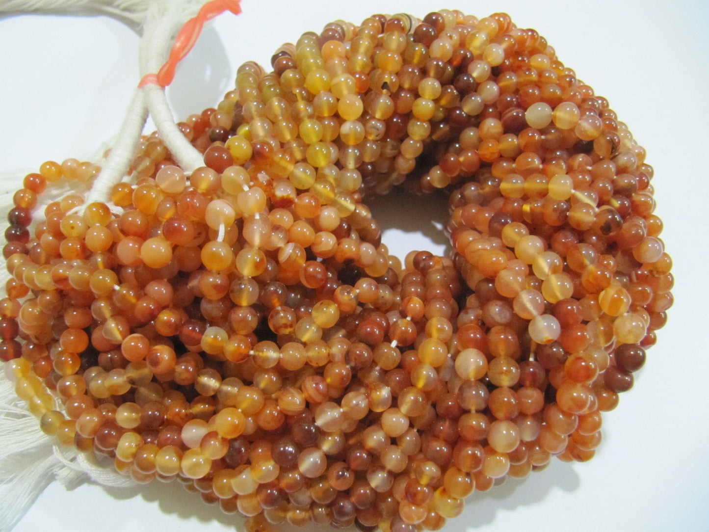 Natural Carneline Round Plain Smooth 5 mm Shaded color Beads Orange Colour Beads For Jewelry Making Sold Per Strand 13 Inches Long
