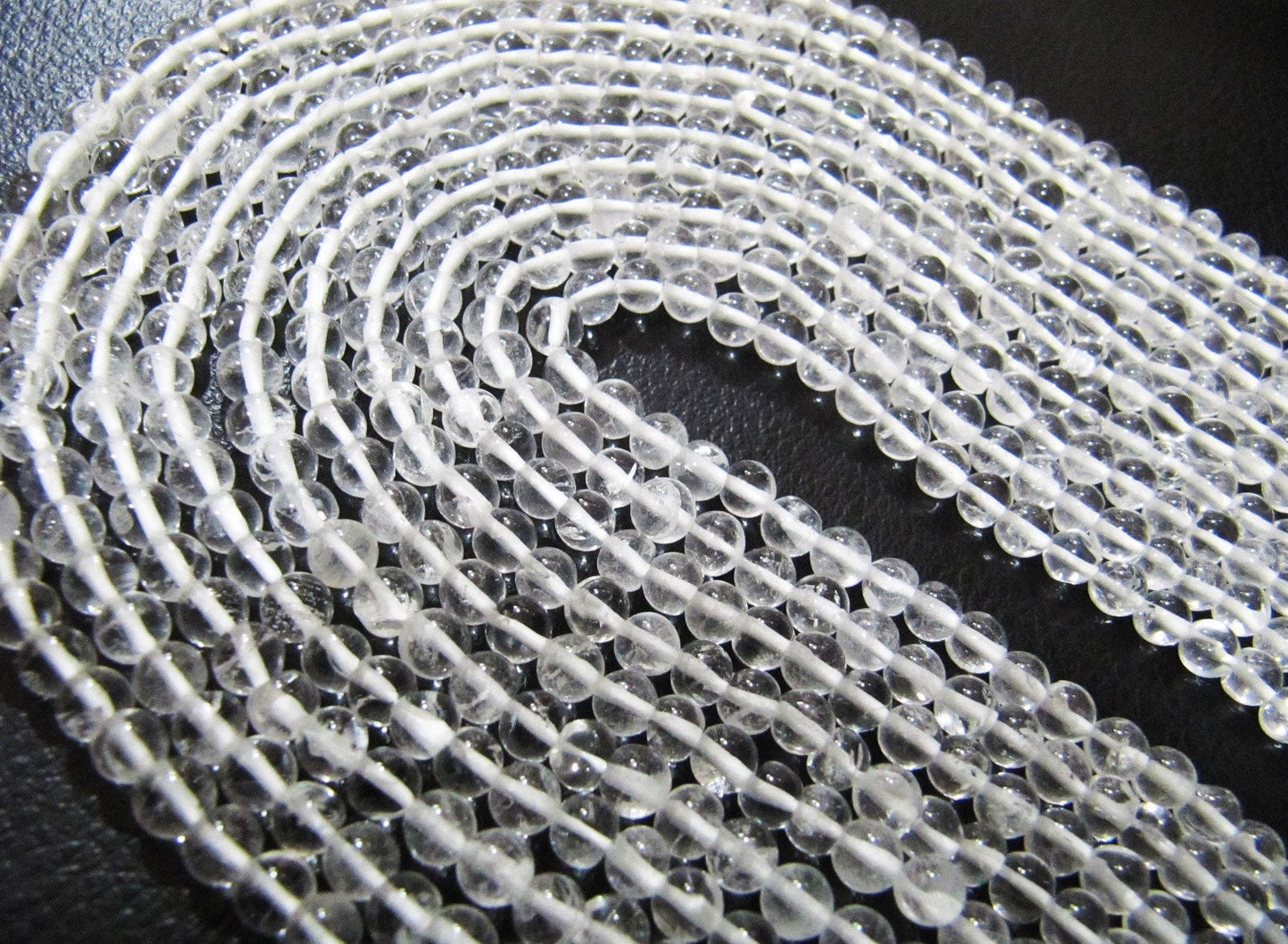 Natural Genuine Rock Crystal Quartz Round Plain Smooth 4-5 mm Beads For Jewelry Making Sold Per Strand 13 Inches Long Wholesale Price
