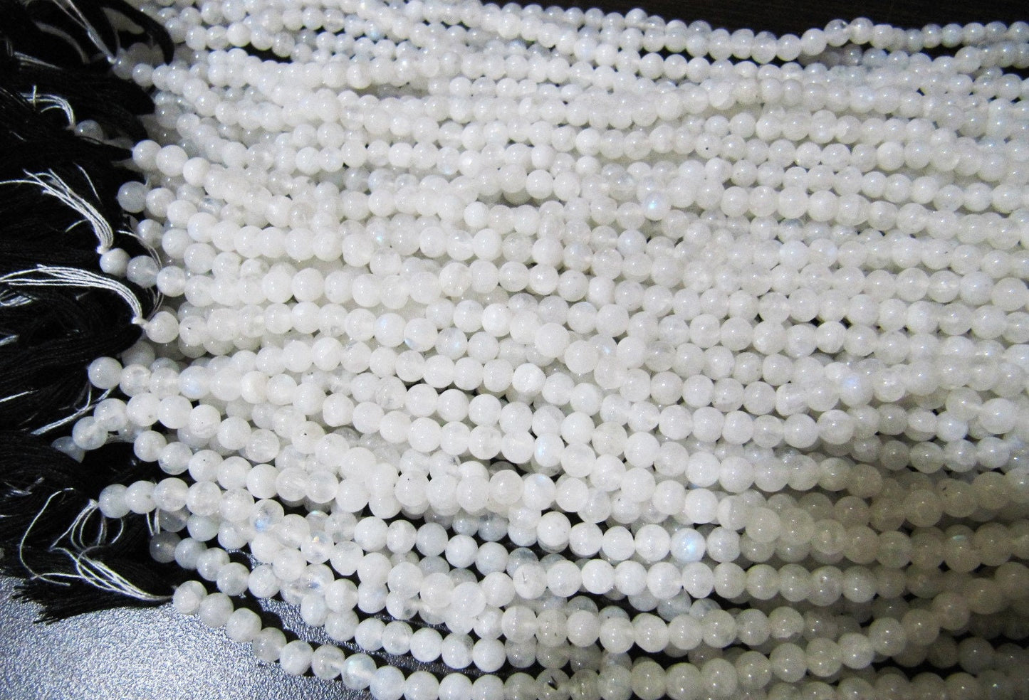 Natural Genuine Rainbow Moonstone Round Plain Smooth 4 mm Beads White Colour Beads For Jewelry Making Sold Per Strand 13 Inches long