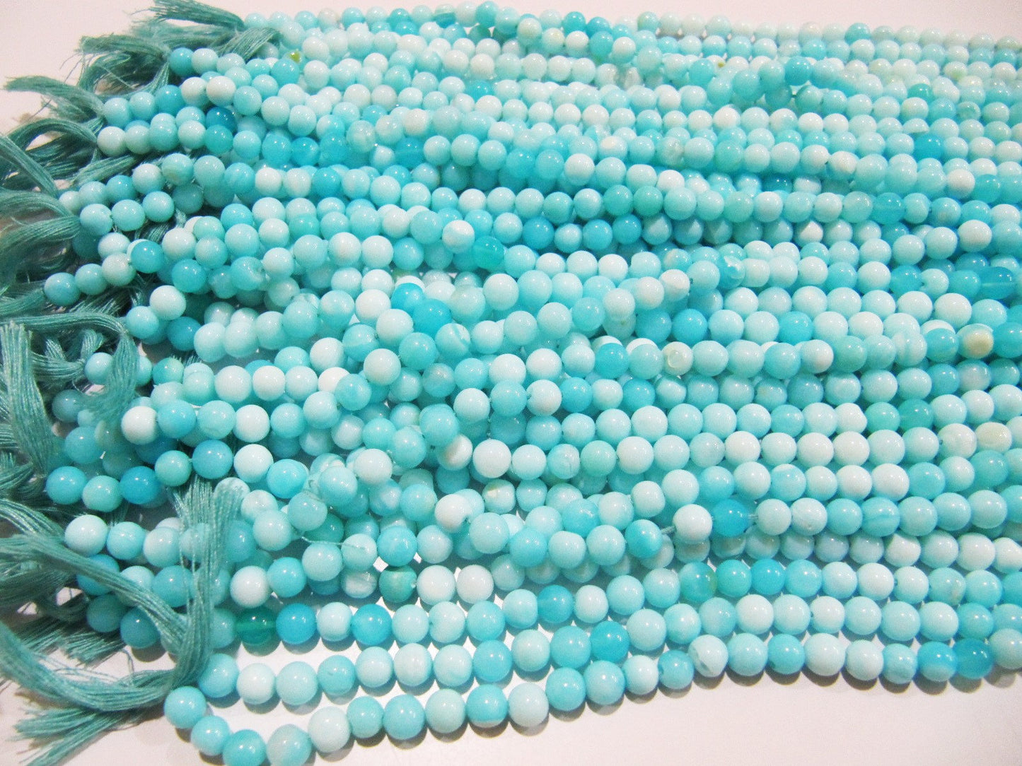 Natural Genuine Blue Opal Round Plain Beads 6-7mm Peruvian Opal Smooth Beads Strand 8 inches Opal Beads for Making Jewelry Whoesale Rates