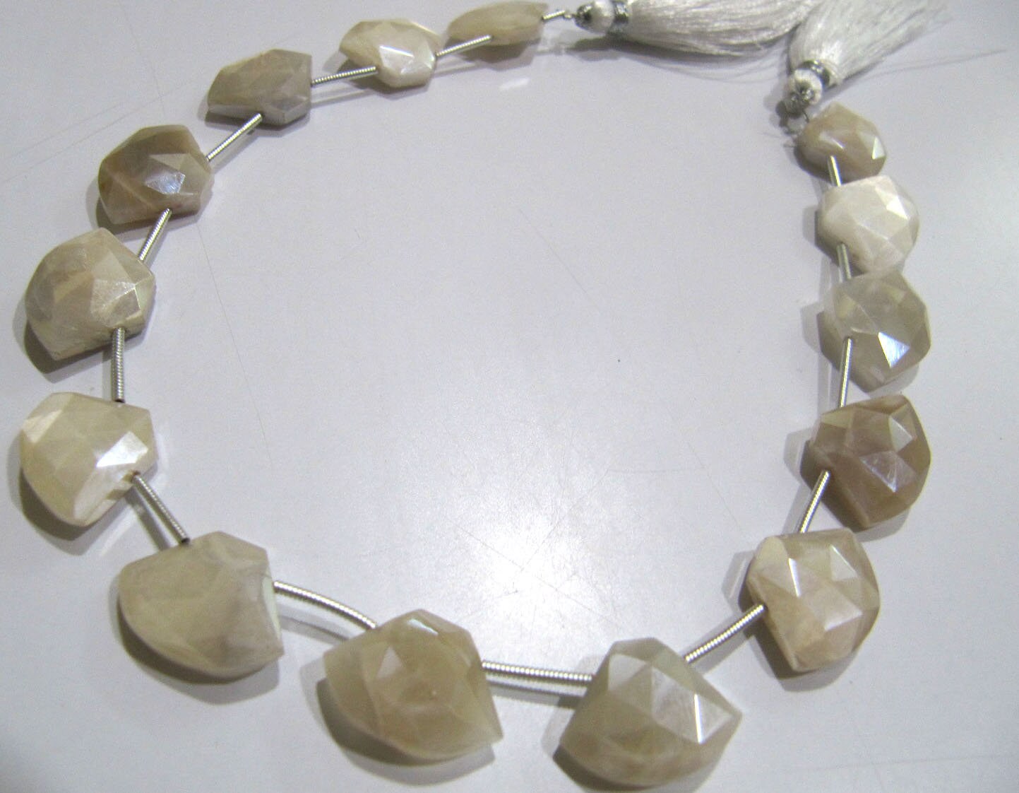 Natural White Moonstone AB Mystic Coated Diamond Shape 15-16 To 17-18mm Beads Strand 10 Inches Long Jewelry Making Beads Sold Per Strand